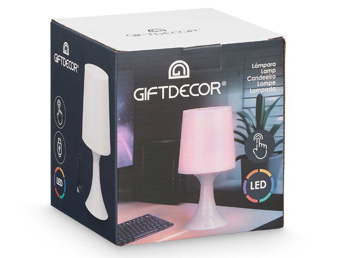 Giftdecor Lampe RGB sur pied 14x26x14 cm Blanc USB (Set de 12)