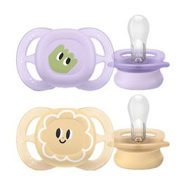 AVENT Tétine Silicone Ultra Start 0-2 Mois Fille avec Dessin, Lot de 2