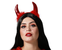 Atosa Diadema de Diable avec Cornes Rouges Brillantes