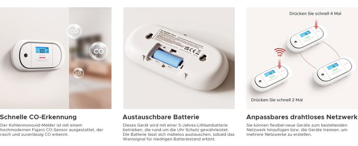 X-Sense Détecteur de monoxyde de carbone XC01-M Blanc