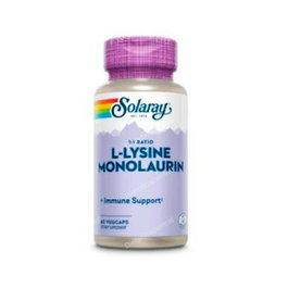 Solaray L-Lysine Monolaurin 60 gélules végétales - Complément alimentaire pour le système immunitaire, fonction cognitive et articulaire - 500 mg par gélule