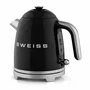 Sweiss KTS9 Bouilloire électrique vintage 1000 W 1 L inox Noir, socle rotatif 360°