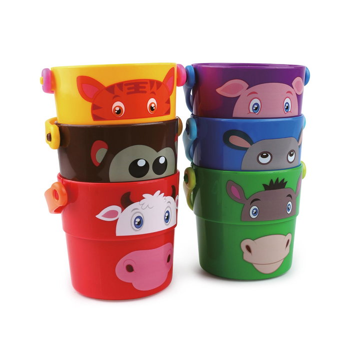 Tachan - Juego De Cubos Para Apilar - Set de 6 Cubes de Bain Empilables avec Animaux, Chiffres et Lettres pour Enfant dès 12 Mois - Jouet Éducatif pour Motricité