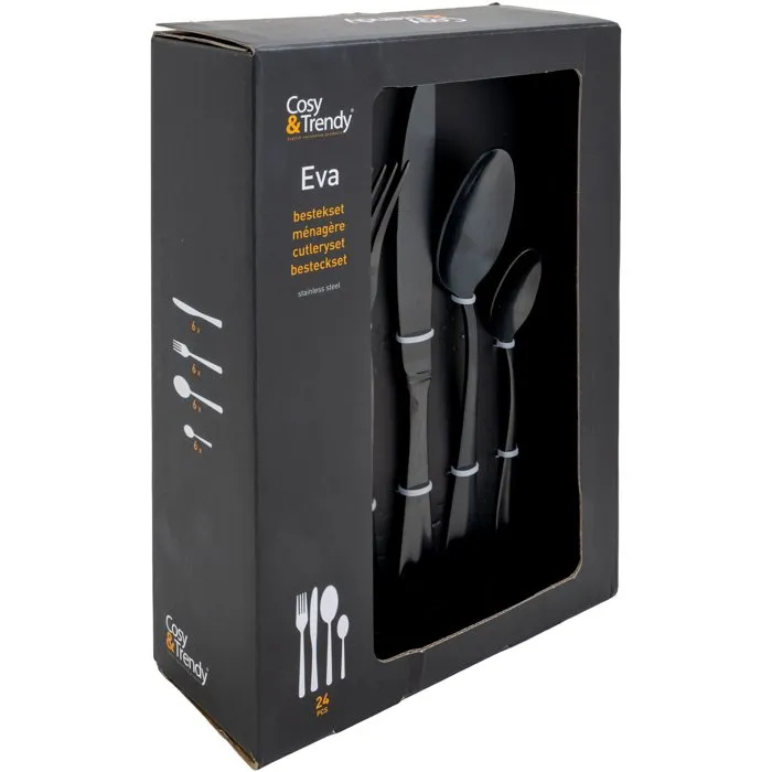 Cosy&Trendy Couverts Eva 24 pcs Noir mat