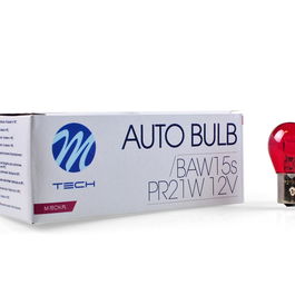M-Tech MTECZ96 - Ampoule halogène PR21W BAW15S 12V 21W Rouge - Lot de 10 unités pour automobile