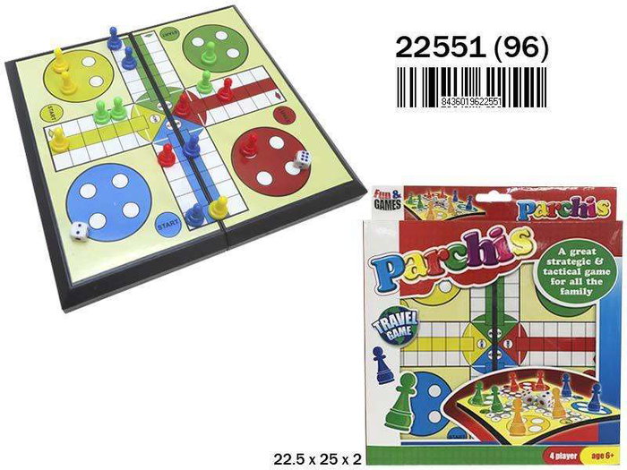 Rama Jeu de Parchis pour 4 Joueurs 22.5 x 25 x 2 cm en Plastique - Langues: Espagnol, Français, Portugais, Anglais