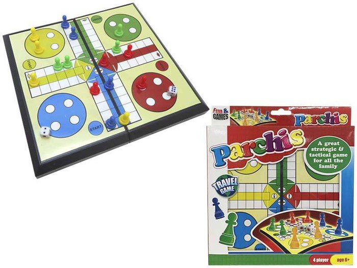 Rama Jeu de Parchis pour 4 Joueurs 22.5 x 25 x 2 cm en Plastique - Langues: Espagnol, Français, Portugais, Anglais