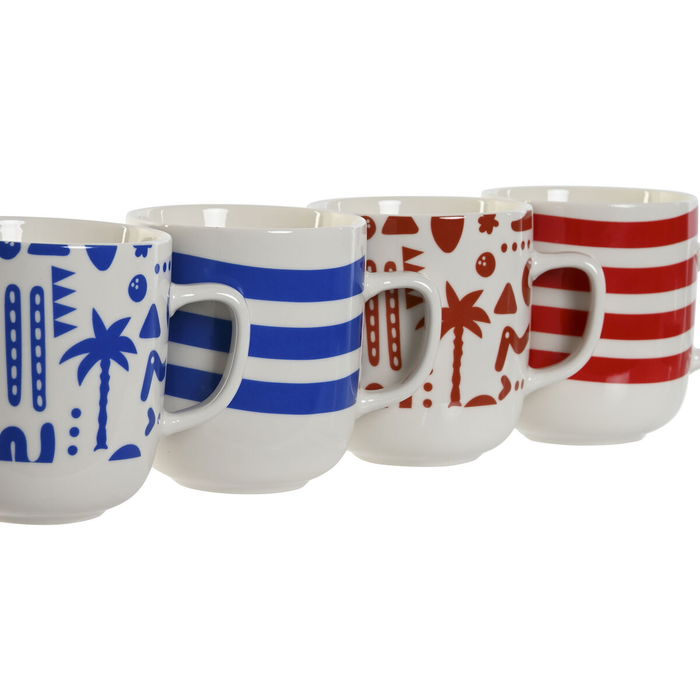 Tasse mug Home ESPRIT Bleu Rouge Porcelaine Boho 380 ml (4 Unités)