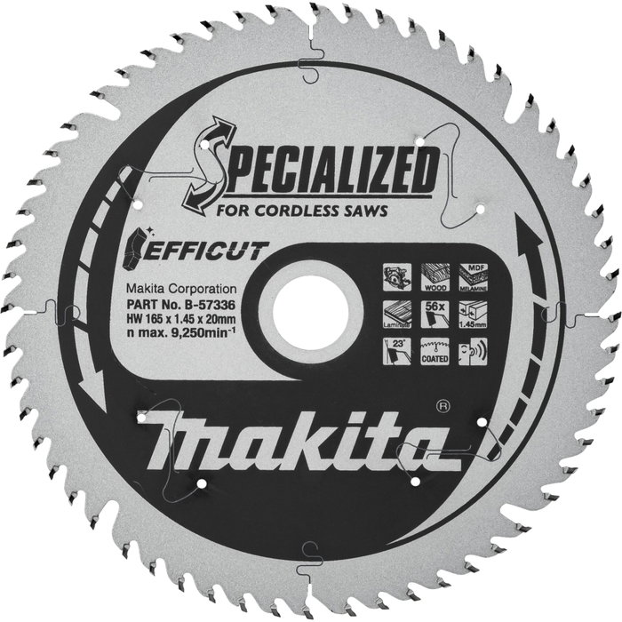Makita B-57336 EFFICUT Lame de scie 165x20x56Z Makita B-57336 EFFICUT Lame de scie 165x20x56Z