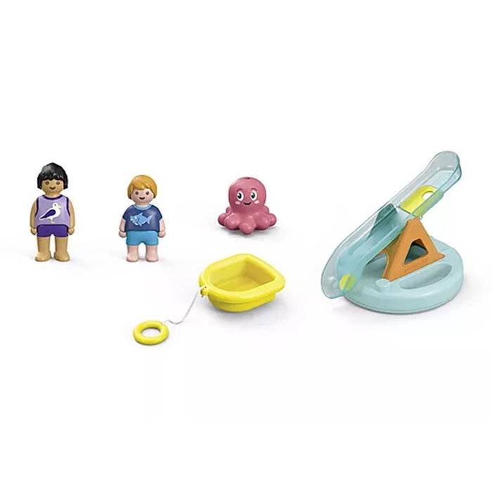 Playmobil Junior Aqua 70636 Isle de Bain Flottante avec Toboggan Bébé Poulpe Bateau Jouet Baignoire