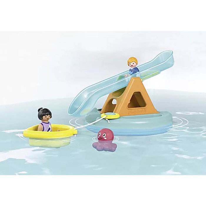 Playmobil Junior Aqua 70636 Isle de Bain Flottante avec Toboggan Bébé Poulpe Bateau Jouet Baignoire