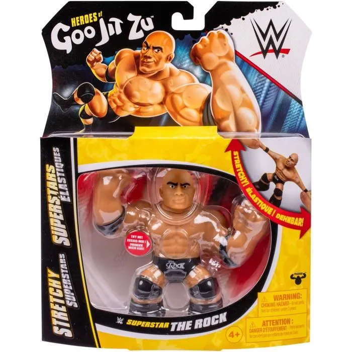 Goo Jit Zu WWE The Rock Figurine Extensible - 11 cm - Texture Élastique - Étirable 3 Fois sa Taille - Heroes Of Goo Jit Zu