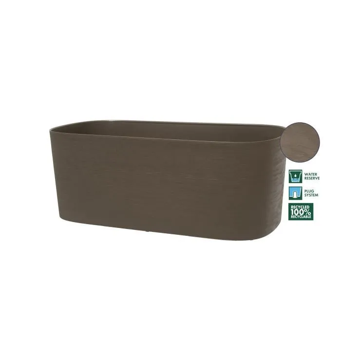Garden Id Respect - Jardinière avec réserve d'eau extérieure et intérieure, durable en matériaux recyclés 100% recyclable, design structuré moderne, couleur taupe, 50 x 17 cm Garden Id Respect - Jardinière avec réserve d'eau extérieure et intérieure, durable en matériaux recyclés 100% recyclable, design structuré moderne, couleur taupe, 50 x 17 cm