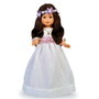 Famosa Nancy - Poupée de Communion brune 48 cm avec couronne et fleurs - Réédition 2023
