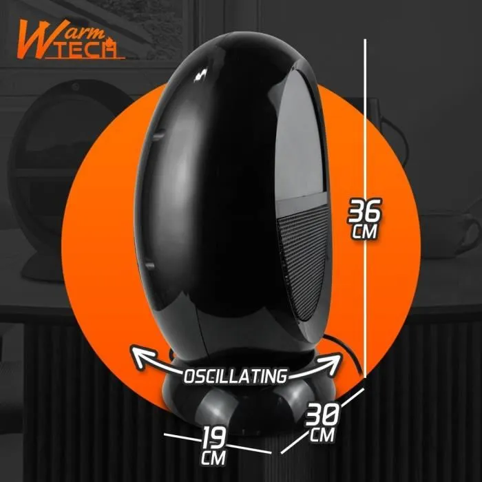 Warm Tech Foyer décoratif soufflant WTFED1500-N Rond - Noir