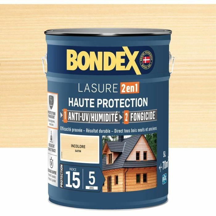 Bondex Lasure 2 en 1 Haute protection Incolore Satin 5 L