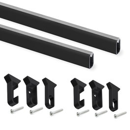 Emuca Lot de 2 rails de penderie Silk 1150 mm, Noir