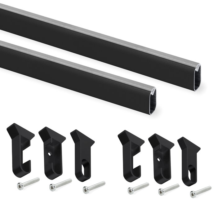 Emuca Lot de 2 rails de penderie Silk 1150 mm, Noir Emuca Lot de 2 rails de penderie Silk 1150 mm, Noir