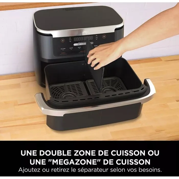 Ninja AF550EU - Friteuse sans huile Foodi Max Dual Zone - 6.6 L, 2470 W, deux zones de cuisson indépendantes, Noir