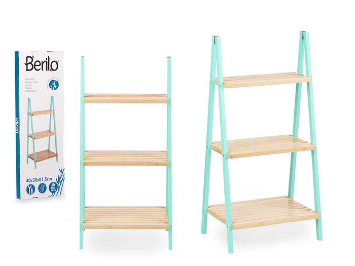 Berilo Étagère Escaliers 3 Niveaux Bambou Menta Naturel 40 x 81 x 30 cm Berilo Étagère Escaliers 3 Niveaux Bambou Menta Naturel 40 x 81 x 30 cm
