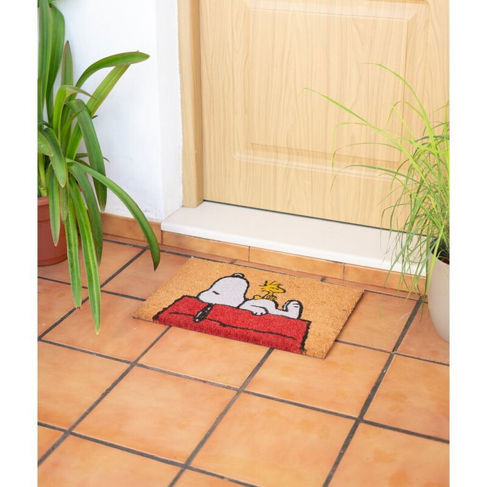 ERIK - Paillasson Snoopy 40 x 60 cm en matériaux haute qualité avec base PVC antidérapante