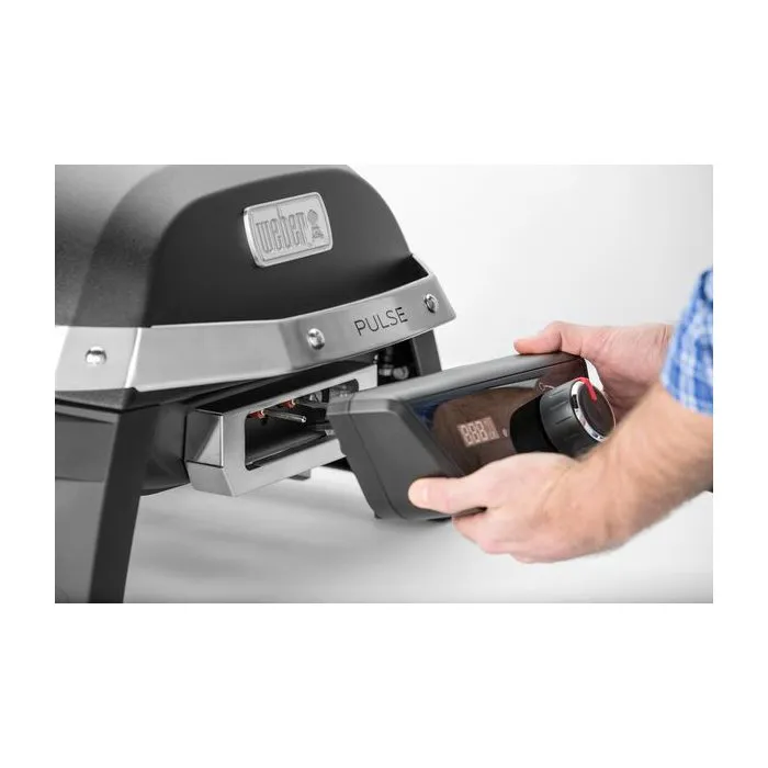 Weber Pulse 1000 Barbecue électrique connecté noir 1,8 kW avec thermomètre iGrill et grilles fonte