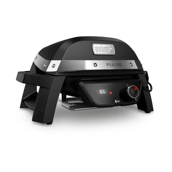 Weber Pulse 1000 Barbecue électrique connecté noir 1,8 kW avec thermomètre iGrill et grilles fonte