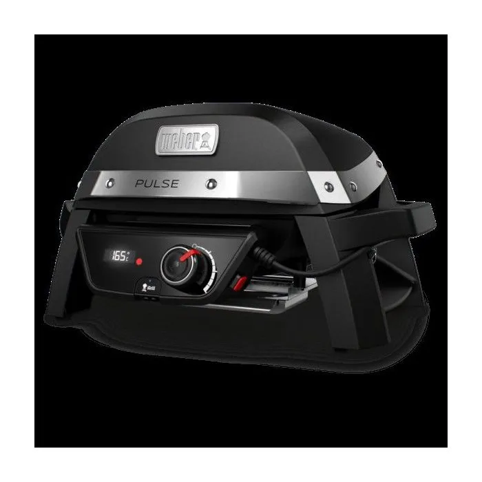 Weber Pulse 1000 Barbecue électrique connecté noir 1,8 kW avec thermomètre iGrill et grilles fonte