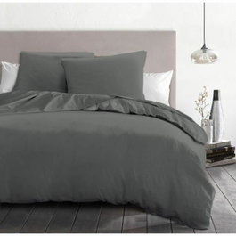 Home Linge Passion Parure de couette Microfibre Gris anthracite 220 x 240 cm