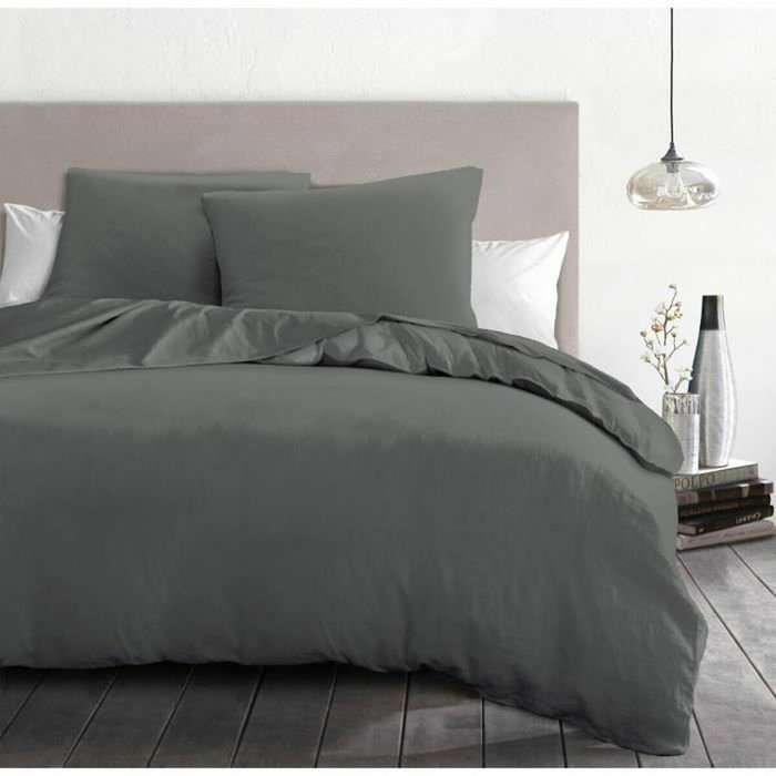 Home Linge Passion Parure de couette Microfibre Gris anthracite 220 x 240 cm Home Linge Passion Parure de couette Microfibre Gris anthracite 220 x 240 cm