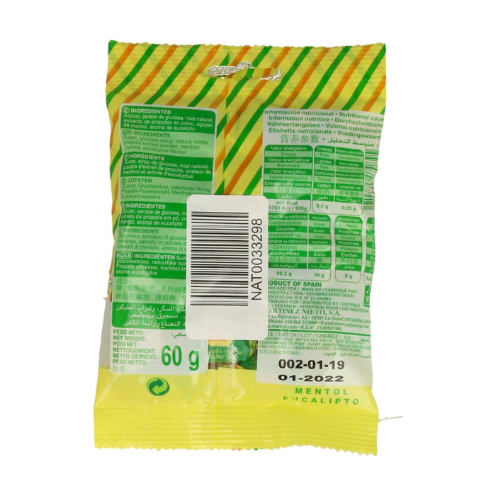 MARNYS Caramels Propolis Miel Menthol Eucalyptus 60g MARNYS Caramels Propolis Miel Menthol Eucalyptus 60g