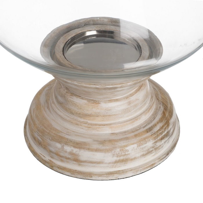 BigBuy Home Bougeoir Blanc Bois Verre 23 x 23 x 34 cm BigBuy Home Bougeoir Blanc Bois Verre 23 x 23 x 34 cm