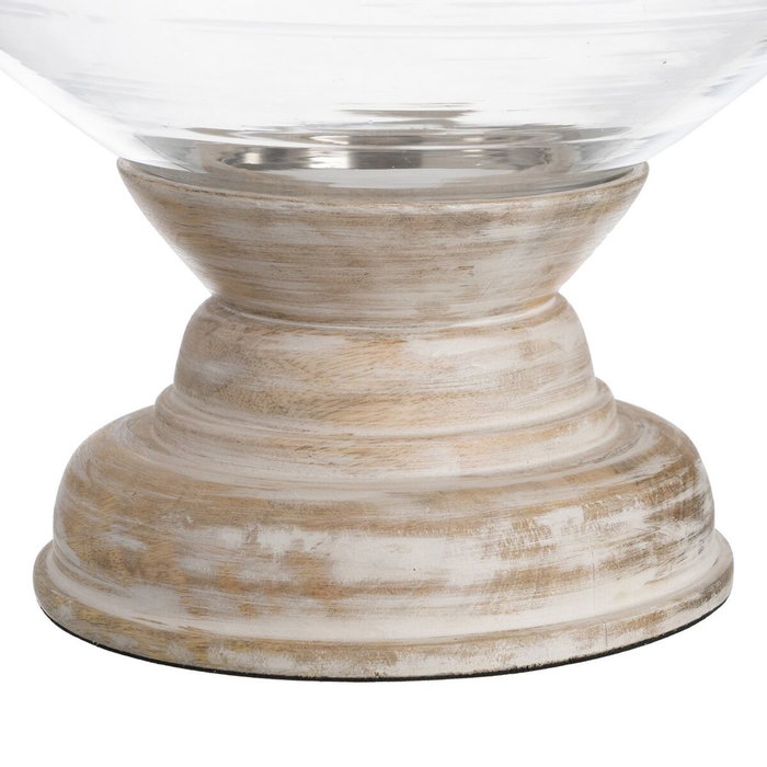 BigBuy Home Bougeoir Blanc Bois Verre 23 x 23 x 34 cm BigBuy Home Bougeoir Blanc Bois Verre 23 x 23 x 34 cm