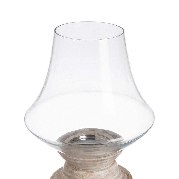 BigBuy Home Bougeoir Blanc Bois Verre 23 x 23 x 34 cm BigBuy Home Bougeoir Blanc Bois Verre 23 x 23 x 34 cm