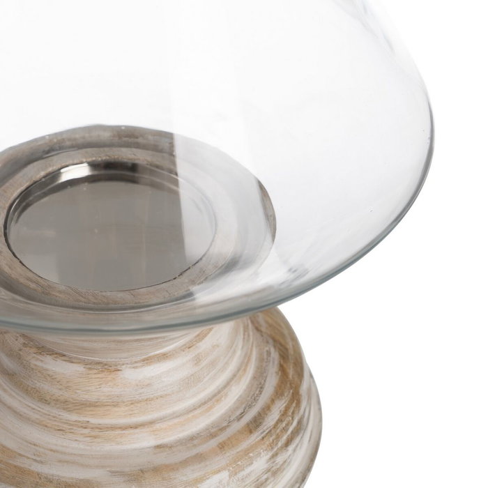 BigBuy Home Bougeoir Blanc Bois Verre 23 x 23 x 34 cm BigBuy Home Bougeoir Blanc Bois Verre 23 x 23 x 34 cm
