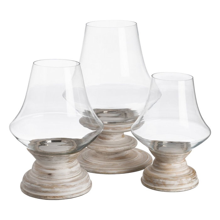 BigBuy Home Bougeoir Blanc Bois Verre 23 x 23 x 34 cm BigBuy Home Bougeoir Blanc Bois Verre 23 x 23 x 34 cm