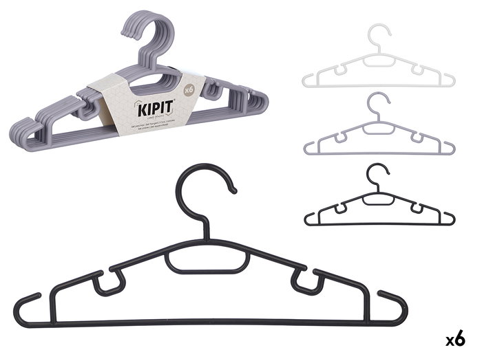 KIPIT Set de 6 Perchas Assorties - 3 Couleurs Neutres KIPIT Set de 6 Perchas Assorties - 3 Couleurs Neutres