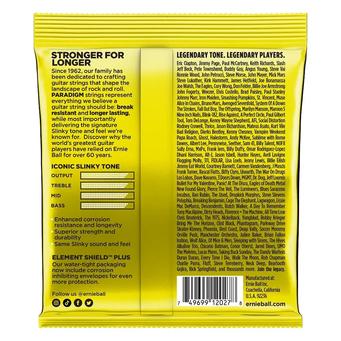 ERNIE BALL Jeu de cordes électrique Paradigm Slinky 11-54