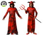 Déguisement Demon Rouge Unisex Enfant avec Tunique Longue à Capuche Cornue, Halloween - Taille 10-12 Ans