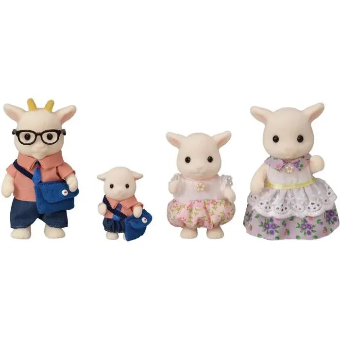 Sylvanian Families - Figurines Famille Chevre - 4 Personnages Articulés avec Vêtements Amovibles - Jouets Miniatures pour Enfants Dès 3 Ans