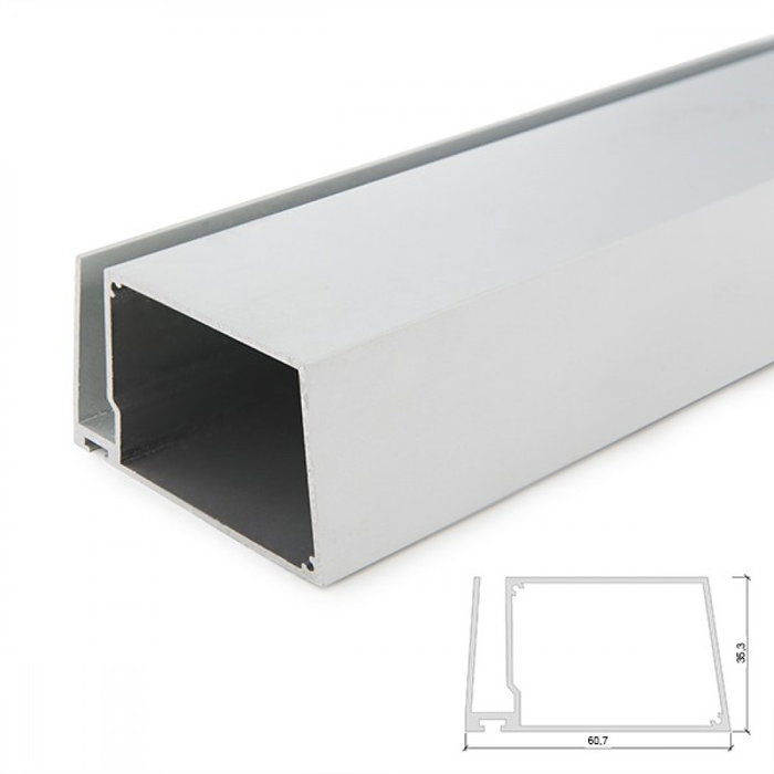 Greenice Profil Aluminium pour Ruban LED Étagères et Vitrines avec Logement Transformateur, 2m