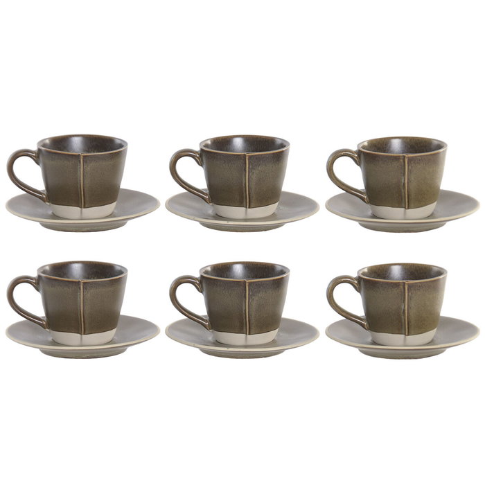 Home ESPRIT Ensemble de tasses à café Vert Grès 90 ml, 6 Pièces