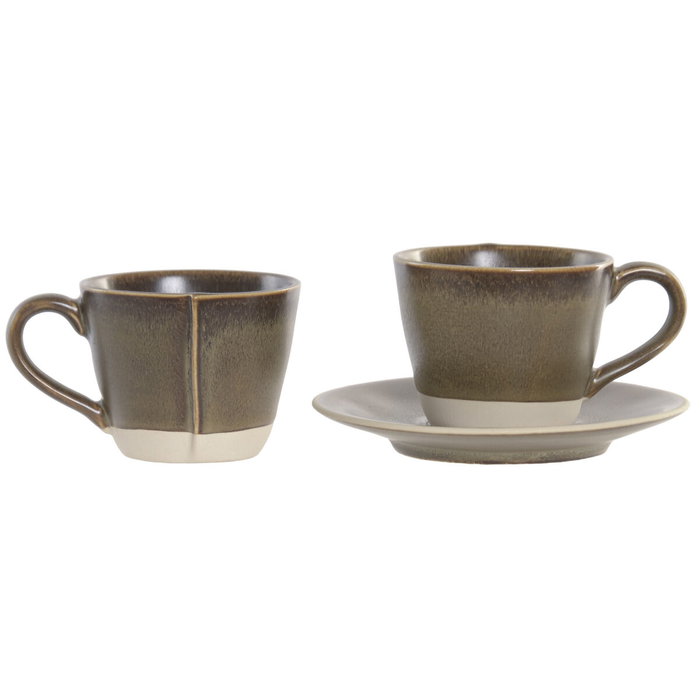 Home ESPRIT Ensemble de tasses à café Vert Grès 90 ml, 6 Pièces