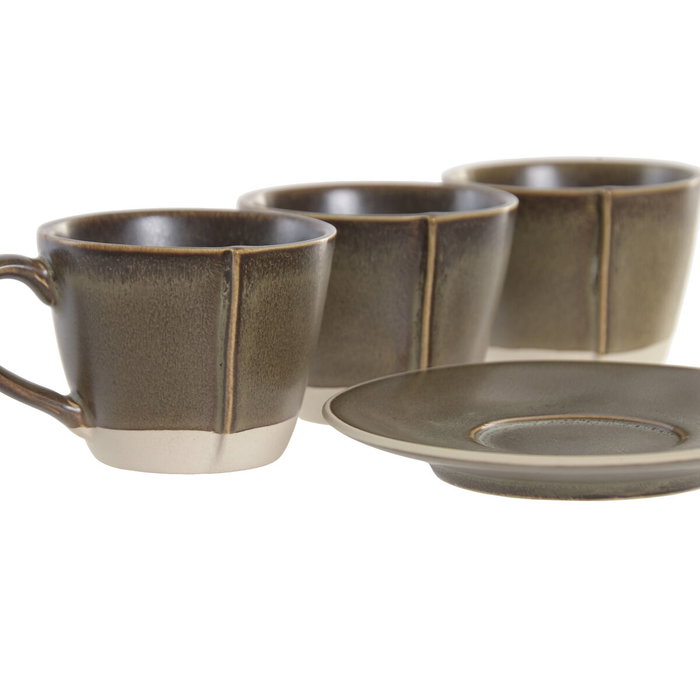 Home ESPRIT Ensemble de tasses à café Vert Grès 90 ml, 6 Pièces
