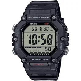 Casio AE-1600H Montre Homme Digitale Quartz Noir - Éclairage LED, Chronomètre, Double Fuseau, Alarme, Étanche 10 ATM, Bracelet Résine