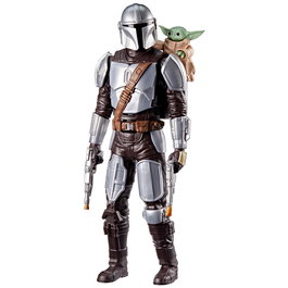 Hasbro Star Wars Mandalorian Électronique Figurine de 28 cm avec Effets Sonores, Grogu et Blasters - Version Multilingue