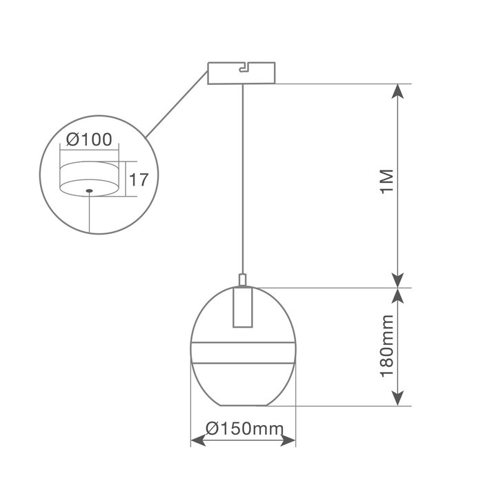 GSC Evolution Takum Suspension de plafond E27 Noir 150mm