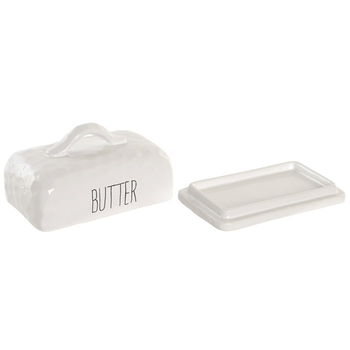 Home ESPRIT Beurrier Porcelaine Blanc Cottage 19 x 11,4 x 11 cm