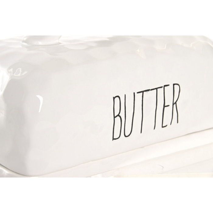 Home ESPRIT Beurrier Porcelaine Blanc Cottage 19 x 11,4 x 11 cm