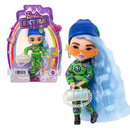 Barbie - Poupée Barbie Extra Mini avec cheveux bleu glacé - 14 cm articulée avec support - HGP65 - Mattel